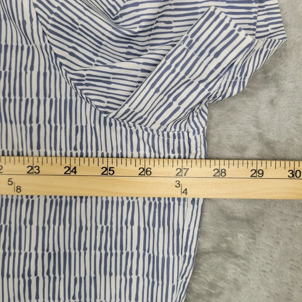 Mizzen + Main Leeward Classic Mens 2XL White Blue Geometric Short Sleeve Shirt